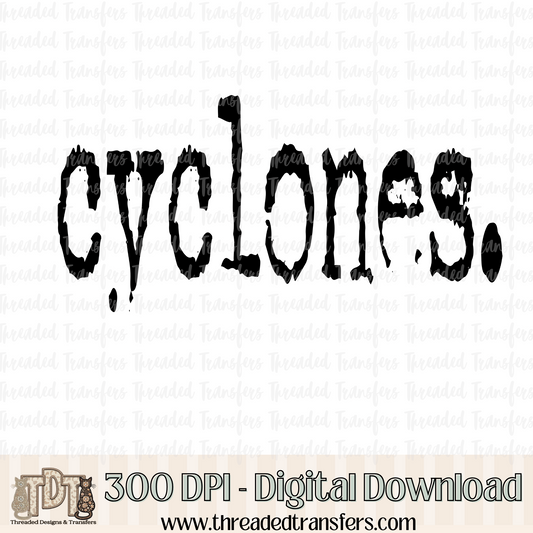 Cyclones Typography Digital Design Download (PNG Format - no product shipped)