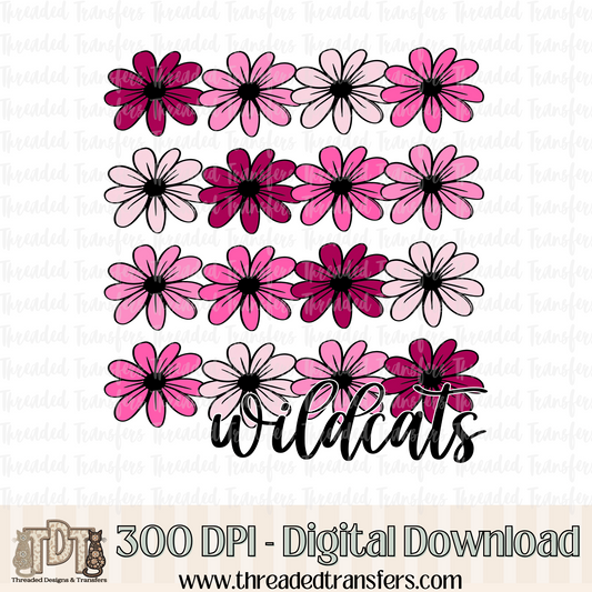 Floral Wildcats Digital Design Download (PNG Format - no product shipped)