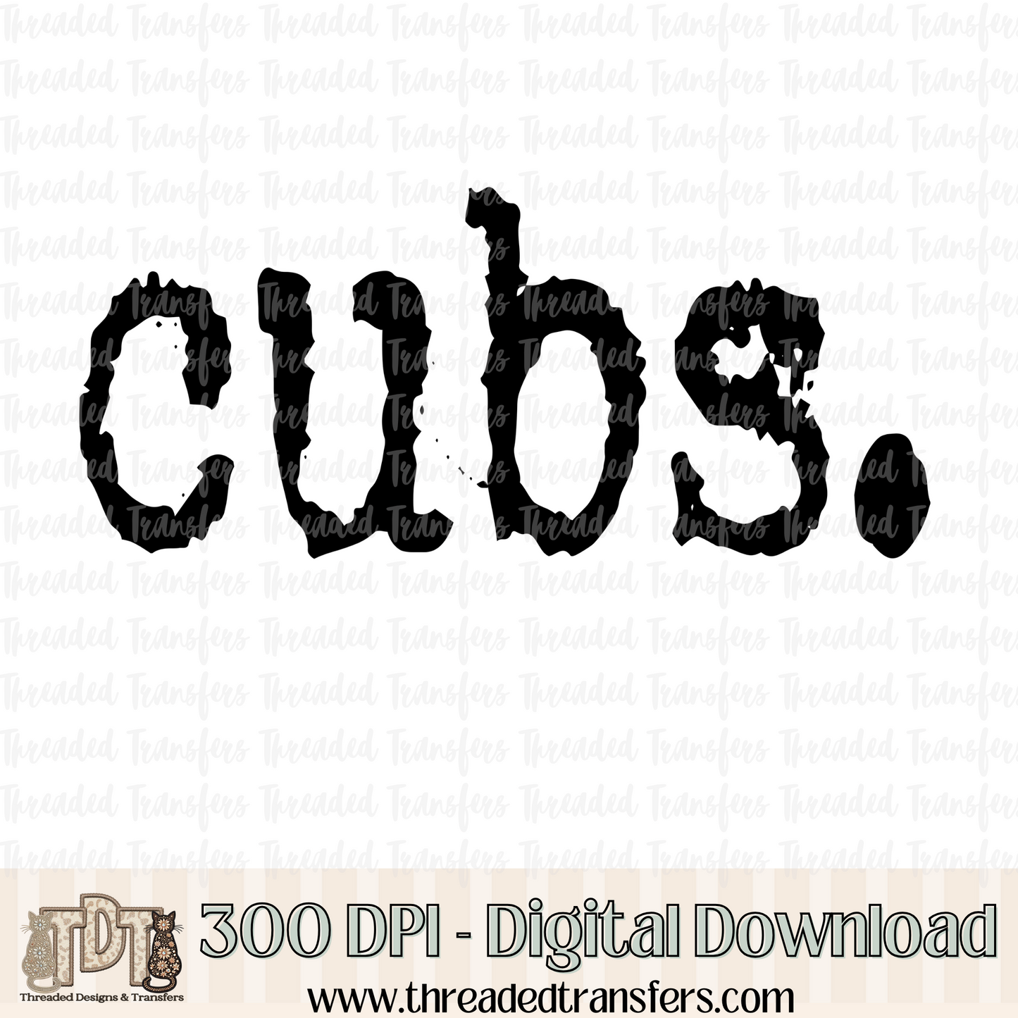 Cubs Typography Digital Design Download (PNG Format - no product shipped)