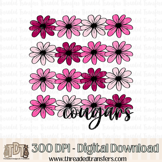 Floral Cougars Digital Design Download (PNG Format - no product shipped)