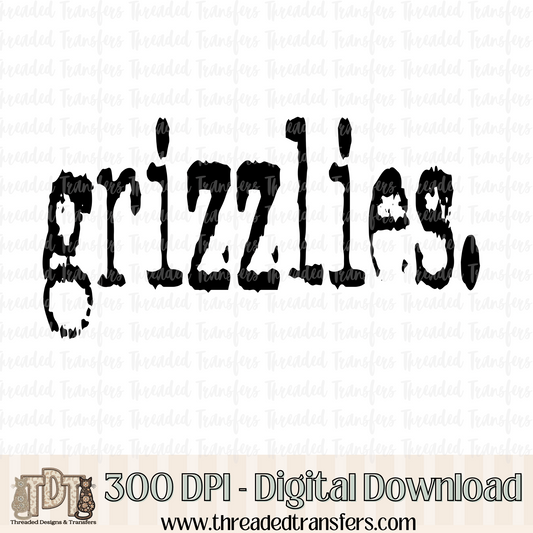 Grizzlies Typography Digital Design Download (PNG Format - no product shipped)