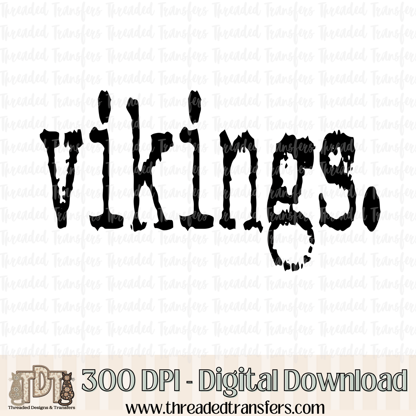 Vikings Typography Digital Design Download (PNG Format - no product shipped)