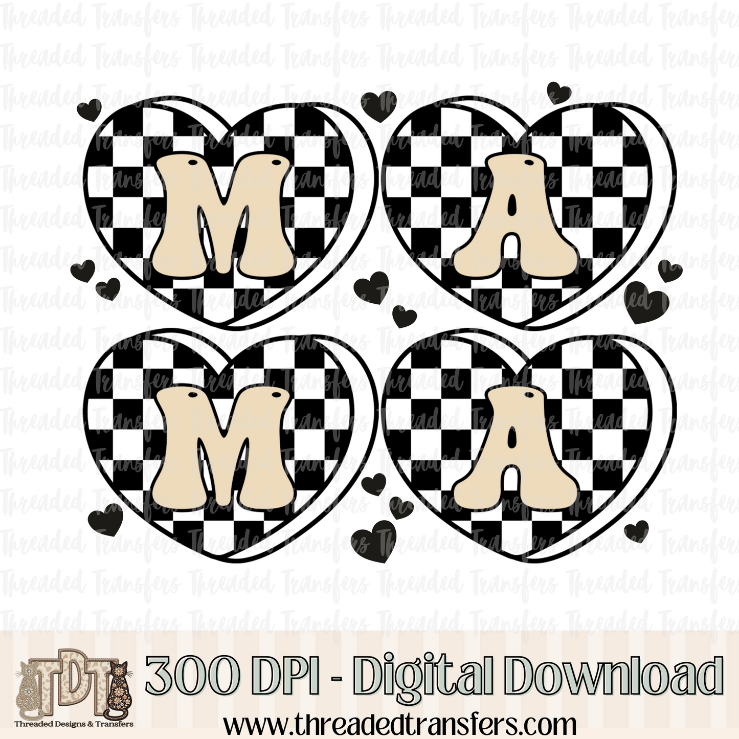 Mama Heart Checker Digital Design Download (PNG Format - no product shipped)