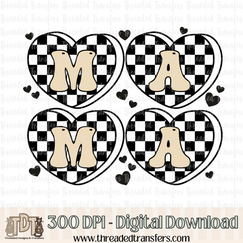 Mama Heart Checker Digital Design Download (PNG Format - no product shipped)