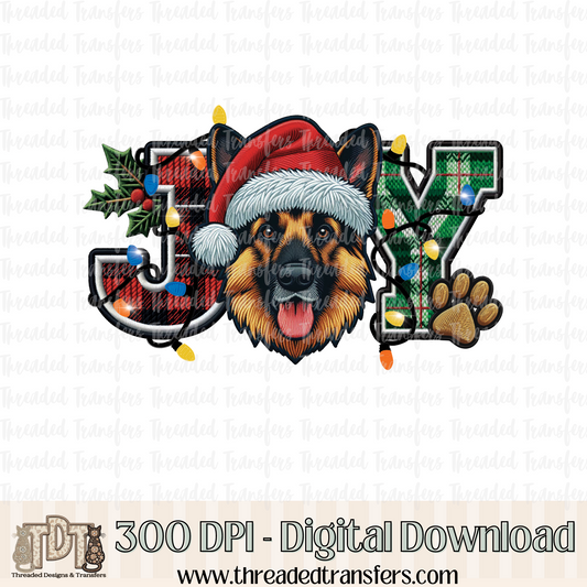 German Shepherd Joy Faux Embroidery Digital Design Download (PNG Format - no product shipped)