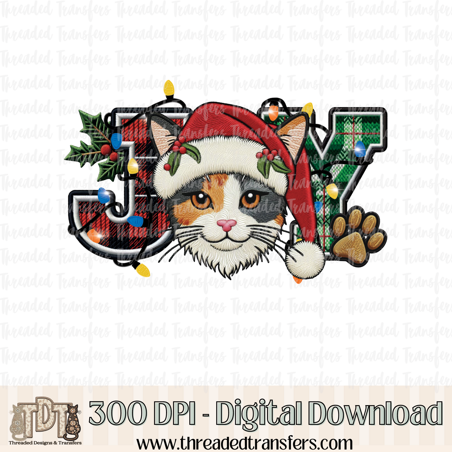 Calico Cat Joy Faux Embroidery Digital Design Download (PNG Format - no product shipped)