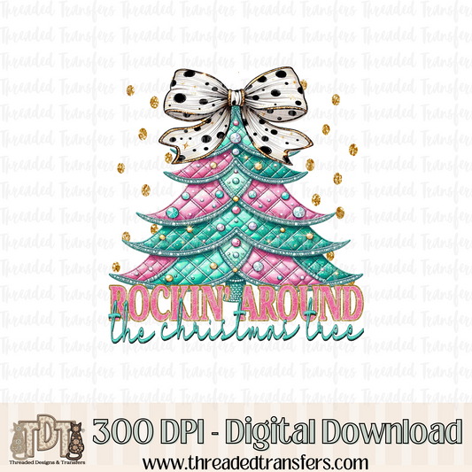 Rockin' Around Faux Embroidery Digital Design Download (PNG Format - no product shipped)