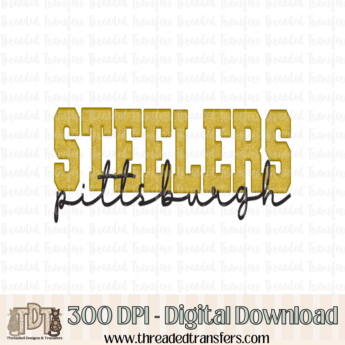 Pittsburgh Sparkle Faux Embroidery Digital Design Download (PNG Format - no product shipped)