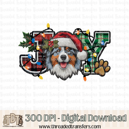 Merle Australian Shepherd Joy Faux Embroidery Digital Design Download (PNG Format - no product shipped)