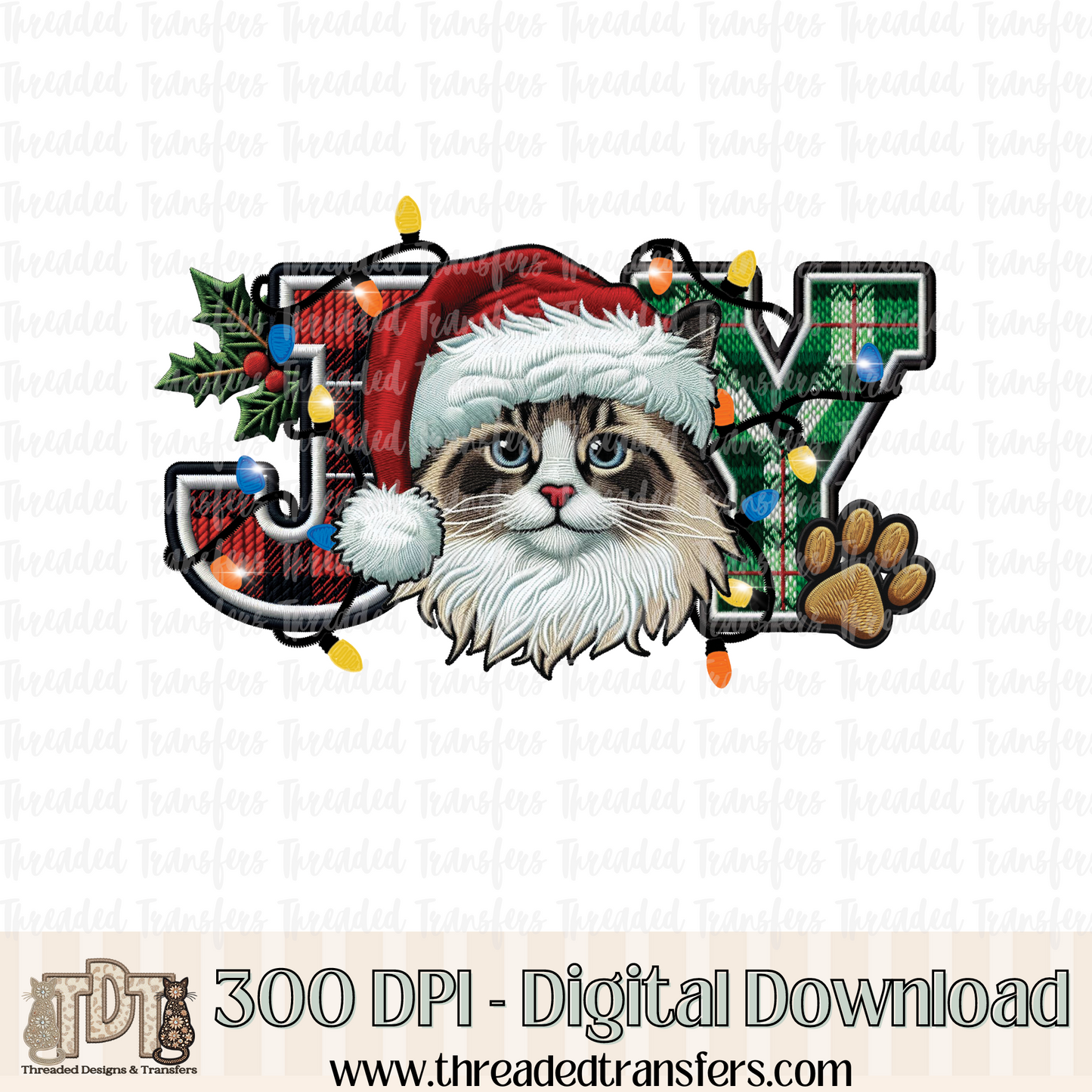 Ragdoll Cat Joy Faux Embroidery Digital Design Download (PNG Format - no product shipped)