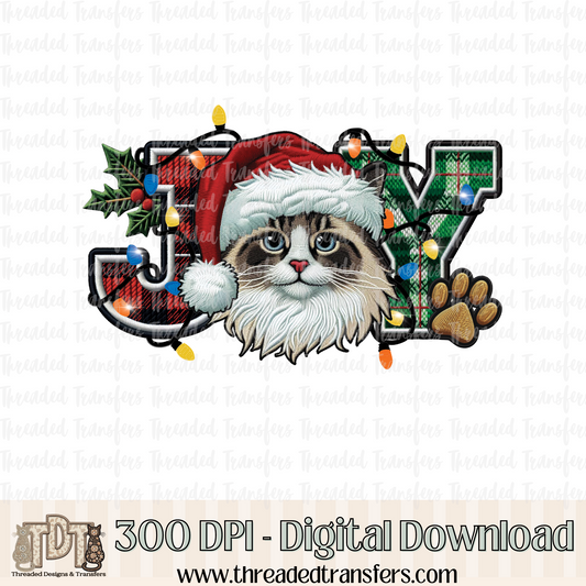 Ragdoll Cat Joy Faux Embroidery Digital Design Download (PNG Format - no product shipped)