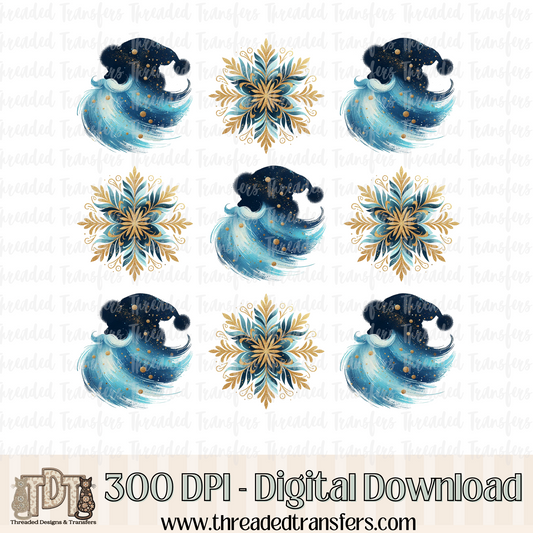 Santa and Snowflake Digital Design Download (PNG Format - no product shipped)