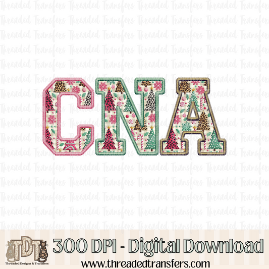 CNA Christmas Fun Faux Embroidery Digital Design Download (PNG Format - no product shipped)