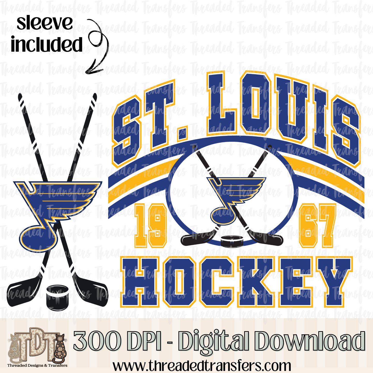 St. Louis Vintage & Matching Sleeve Digital Design Download (PNG Format - no product shipped)