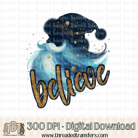 Believe Santa Digital Design Download (PNG Format - no product shipped)