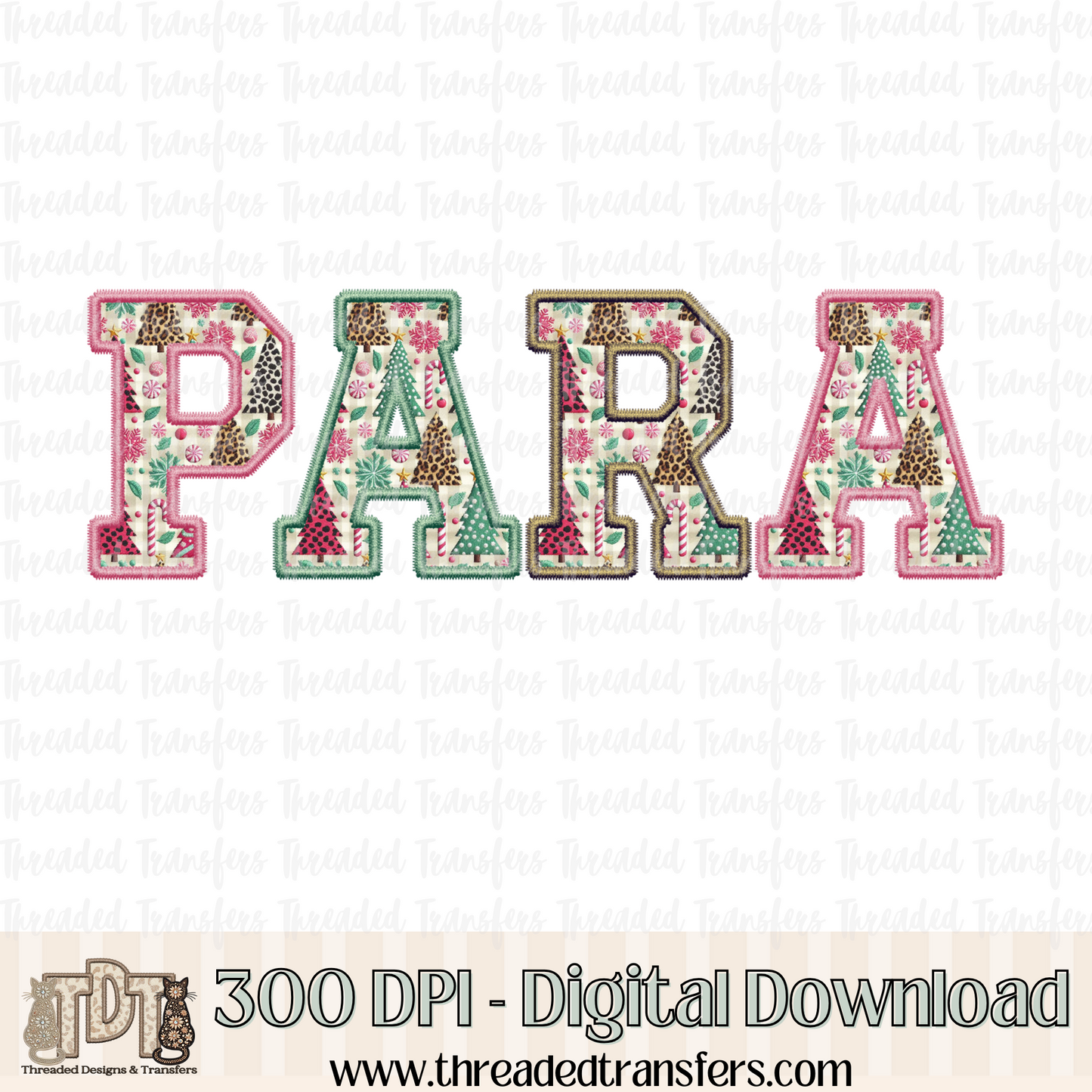 Para Christmas Fun Faux Embroidery Digital Design Download (PNG Format - no product shipped)