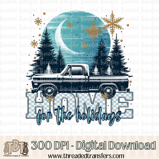 Home for the Holidays Faux Embroidery Digital Design Download (PNG Format - no product shipped)