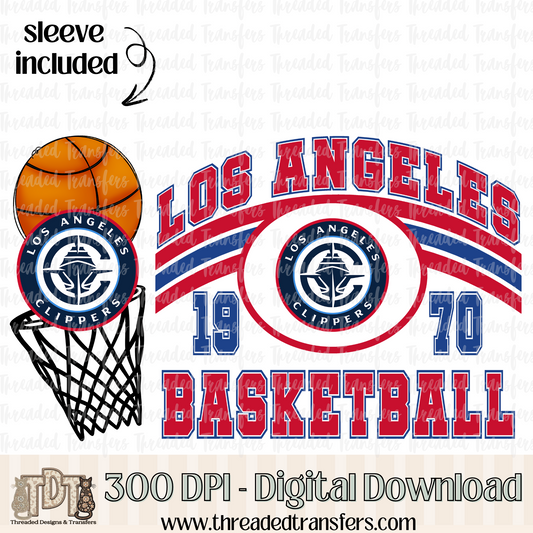 Los Angeles (C) Retro B Ball & Matching Sleeve Digital Design Download (PNG Format - no product shipped)