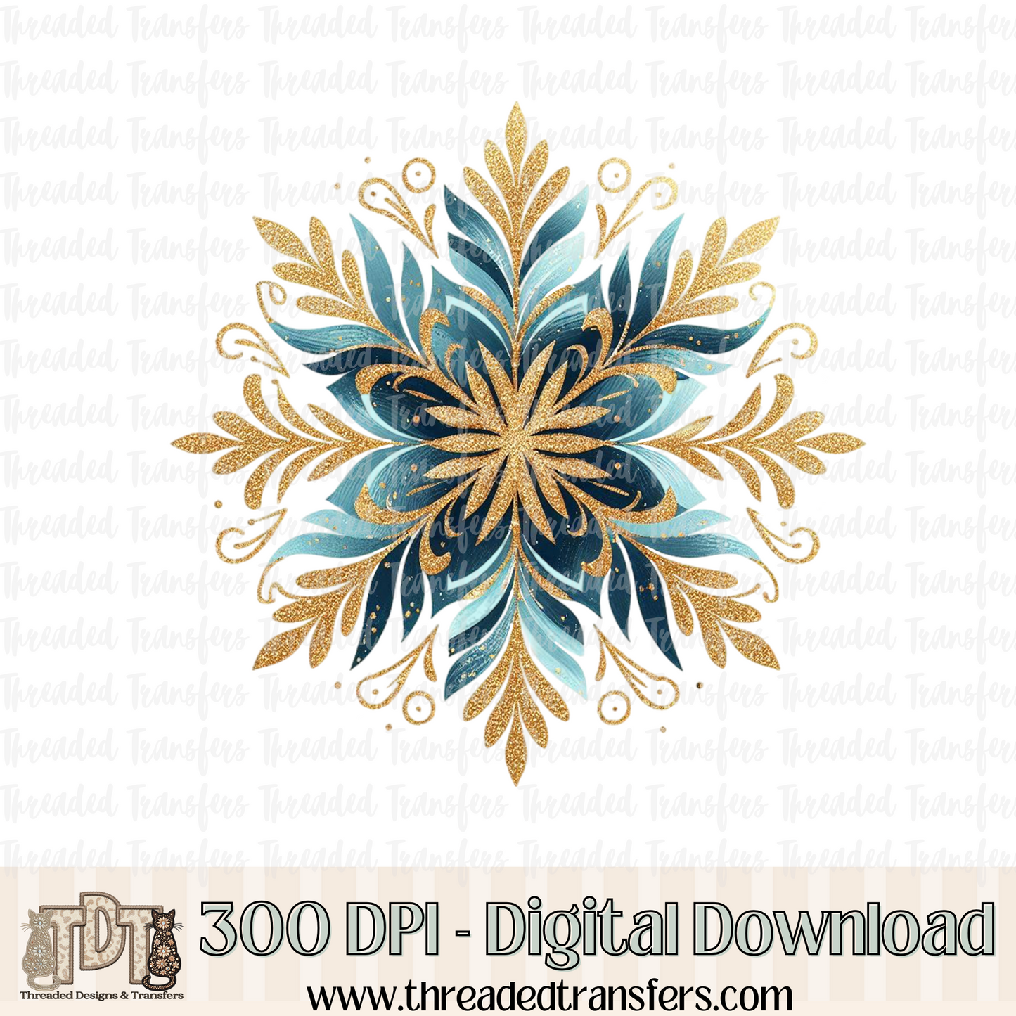 Brushstroke Snowflake Digital Design Download (PNG Format - no product shipped)