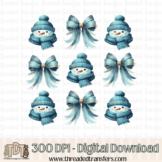 Snowman and Bow Digital Design Download (PNG Format - no product shipped)