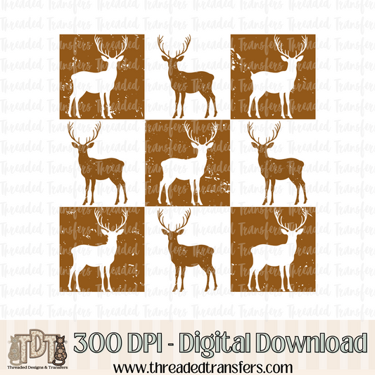 Grunge Checker Reindeer Digital Design Download (PNG Format - no product shipped)