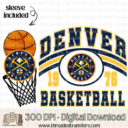 Denver Retro B Ball & Matching Sleeve Digital Design Download (PNG Format - no product shipped)