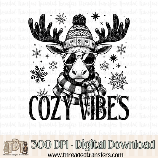 Cozy Vibes Moose Digital Design Download (PNG Format - no product shipped)