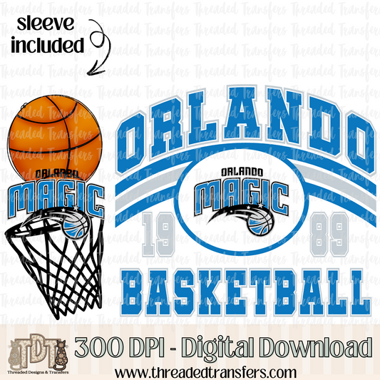 Orlando Retro B Ball & Matching Sleeve Digital Design Download (PNG Format - no product shipped)