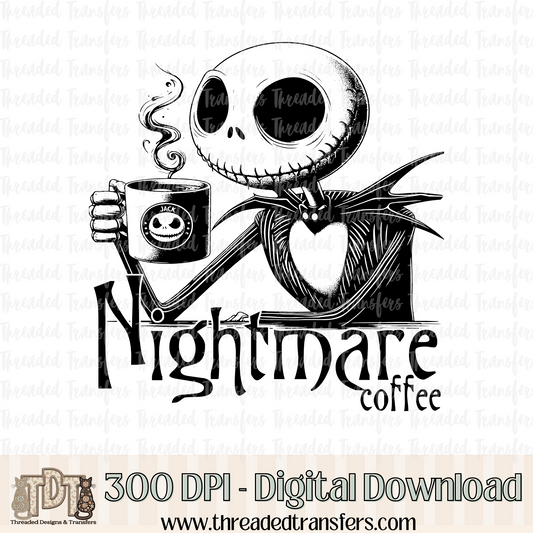 Nightmare Coffee Digital Design Download (PNG Format - no product shipped)