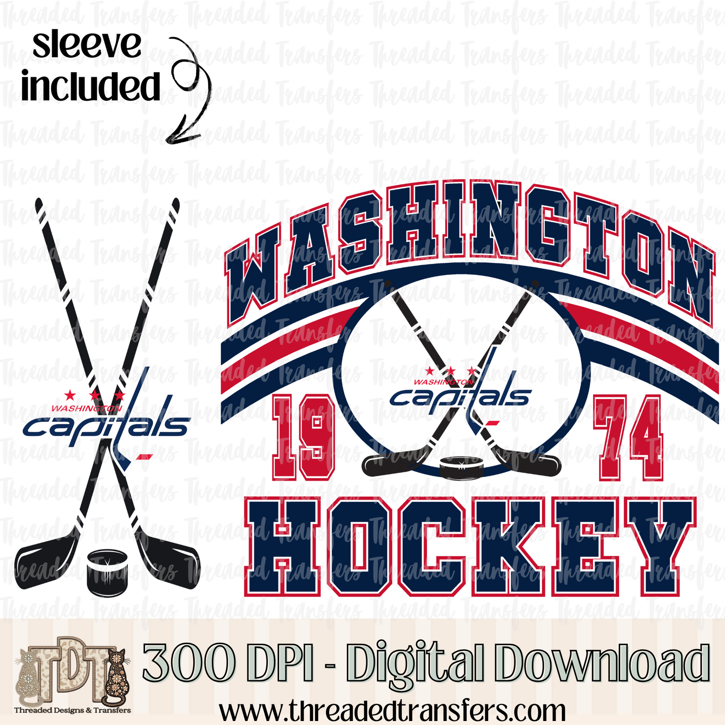 Washington Vintage & Matching Sleeve Digital Design Download (PNG Format - no product shipped)