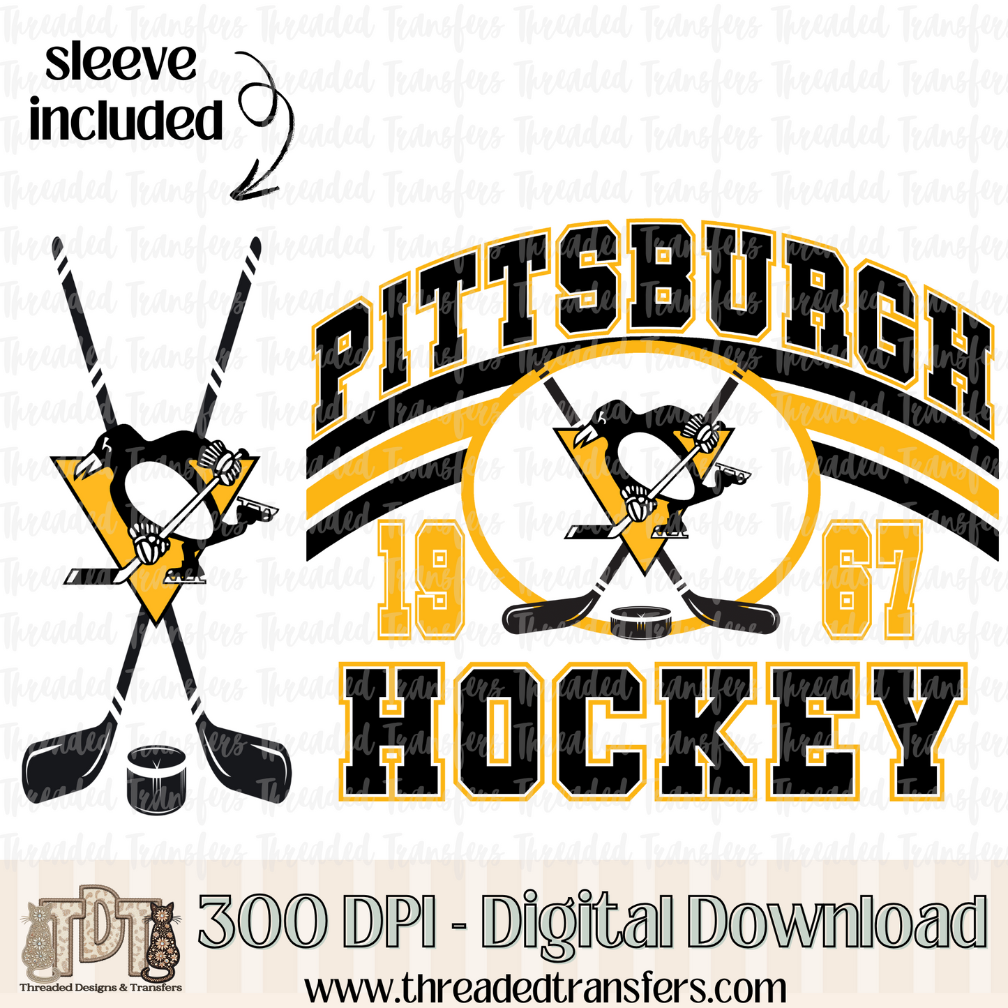 Pittsburgh Vintage & Matching Sleeve Digital Design Download (PNG Format - no product shipped)