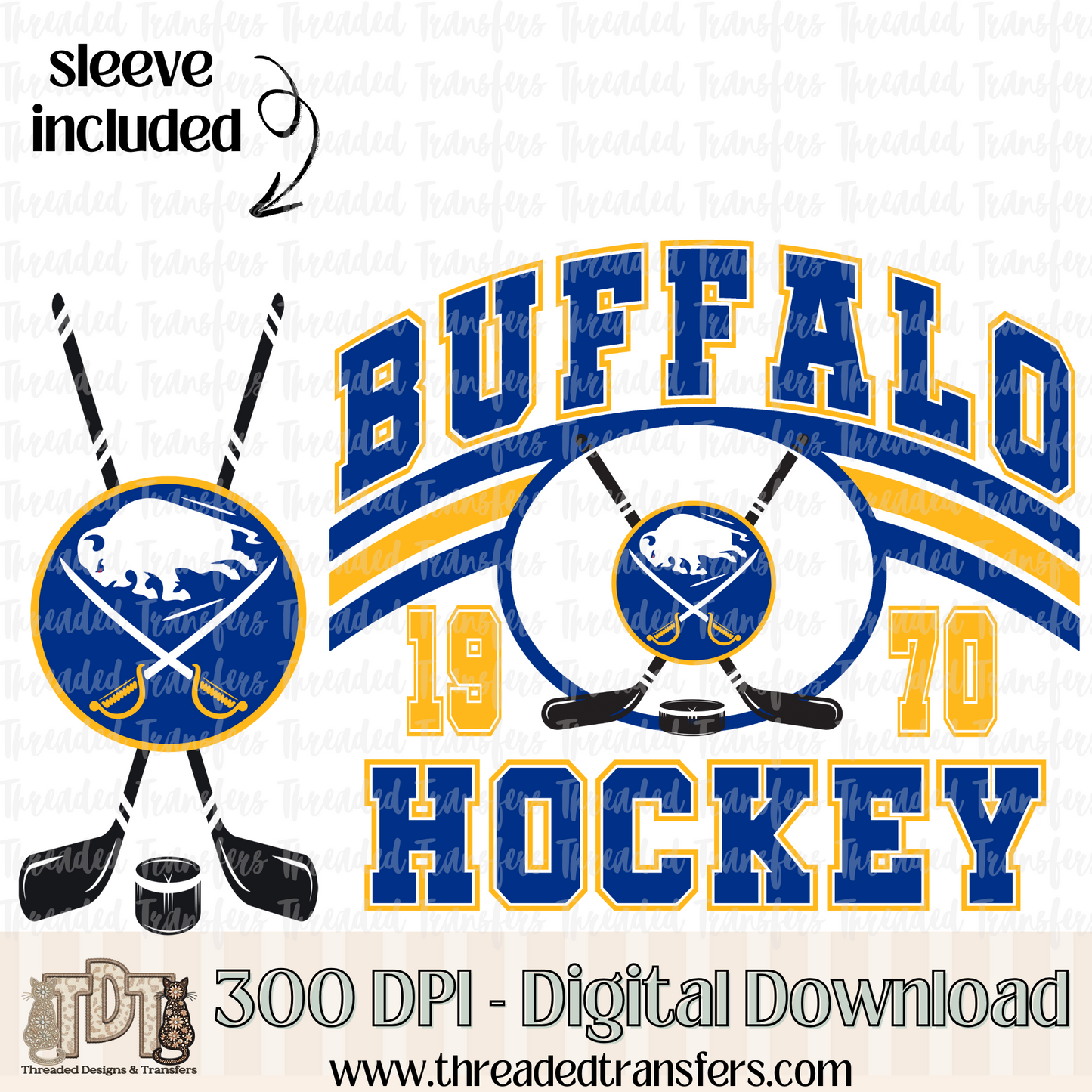 Buffalo Vintage & Matching Sleeve Digital Design Download (PNG Format - no product shipped)