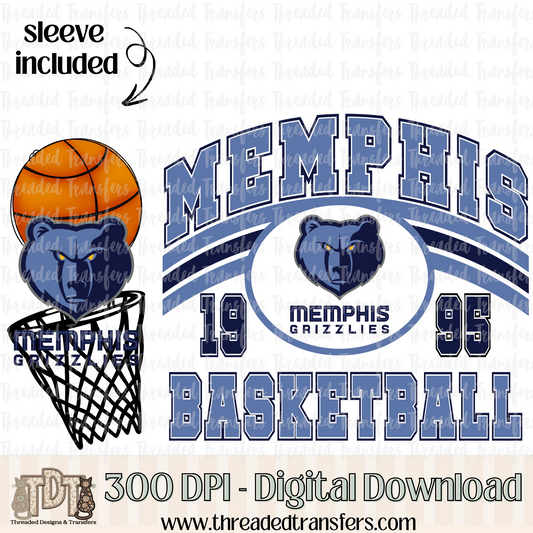 Memphis Retro B Ball & Matching Sleeve Digital Design Download (PNG Format - no product shipped)