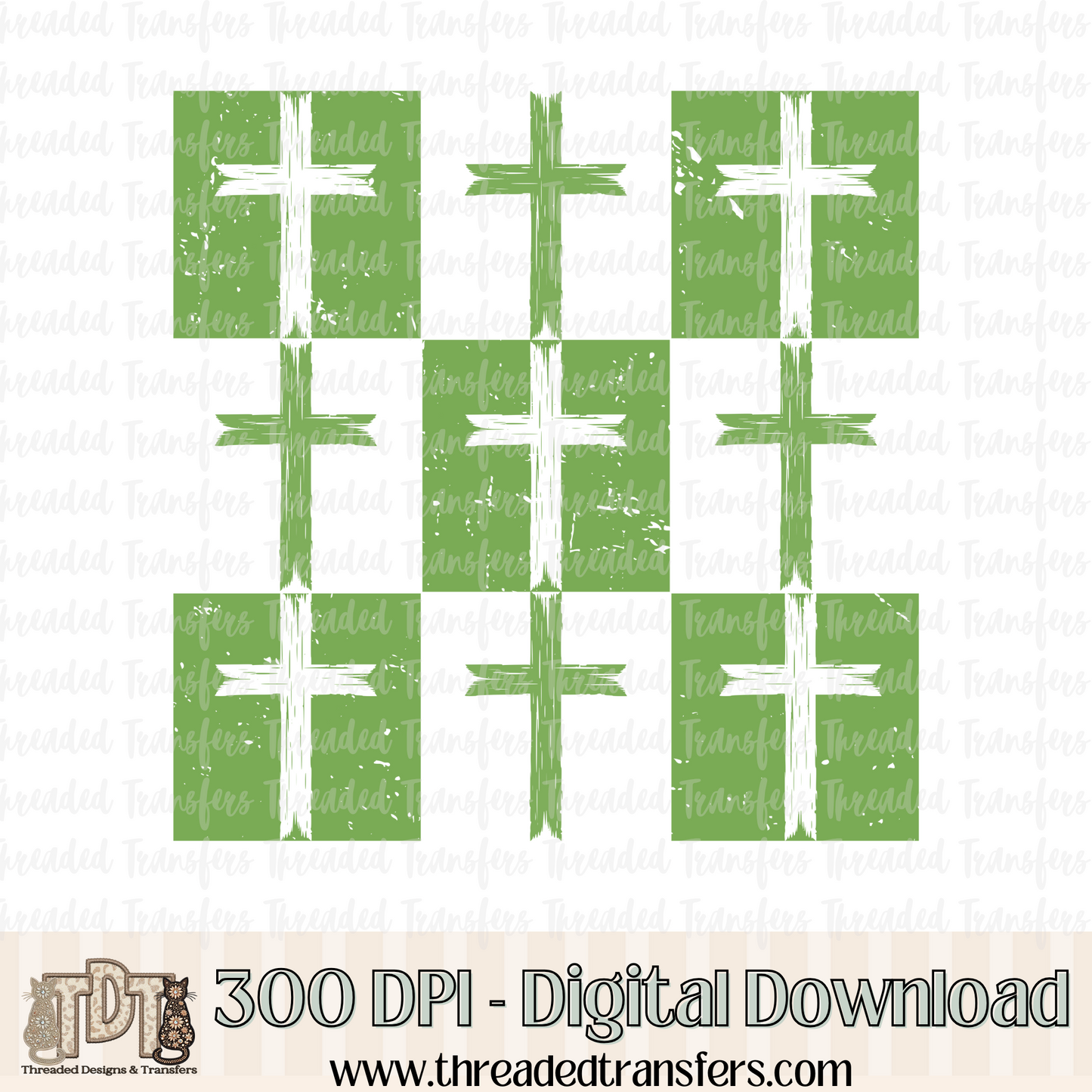 Grunge Checker Cross Digital Design Download (PNG Format - no product shipped)