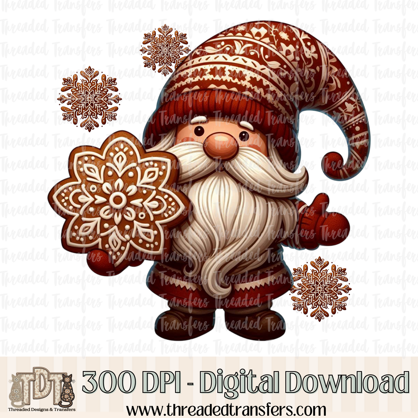 Gingerbread Gnome Digital Design Download (PNG Format - no product shipped)