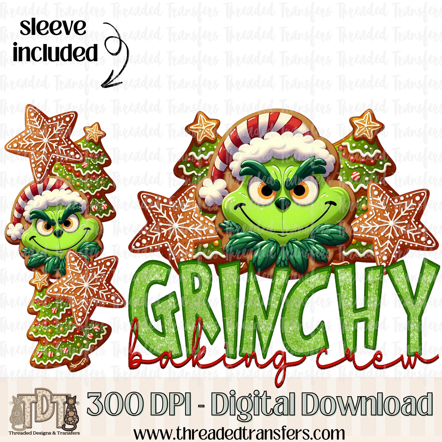 Green Monster Baking Crew & Matching Sleeve Digital Design Download (PNG Format - no product shipped)