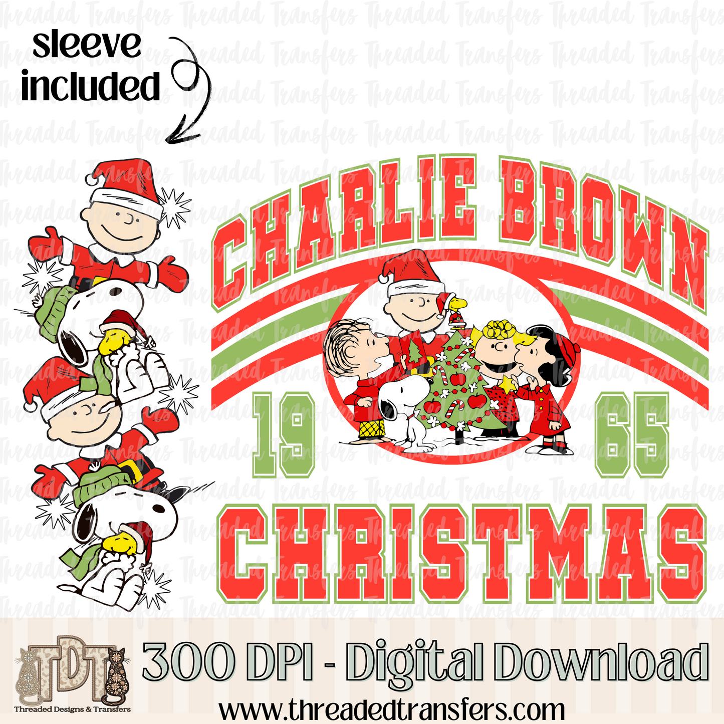 CB Christmas Retro & Matching Sleeve Digital Design Download (PNG Format - no product shipped)