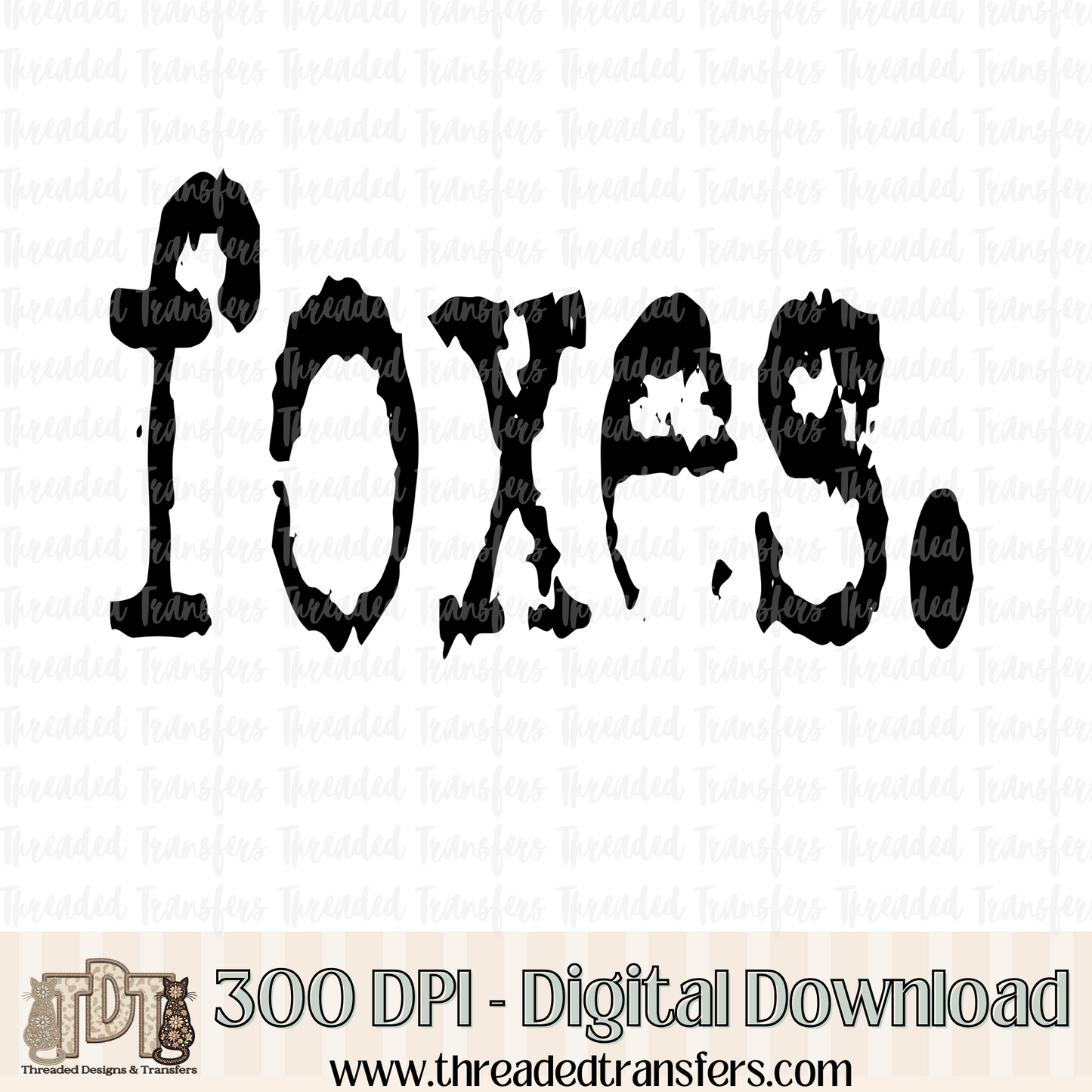 Foxes Typography Digital Design Download (PNG Format - no product shipped)