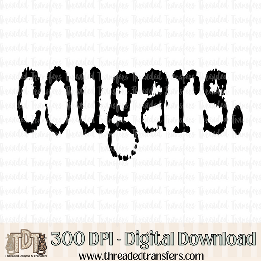 Cougars Typography Digital Design Download (PNG Format - no product shipped)