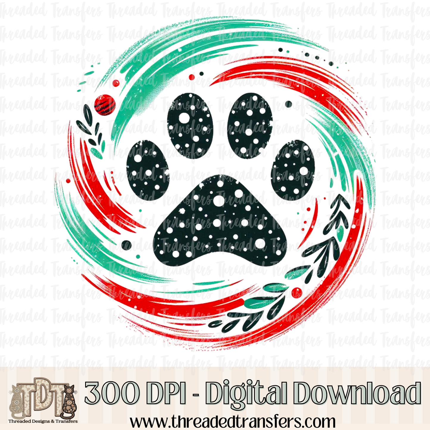 Brushstroke Paw Print Digital Design Download (PNG Format - no product shipped)