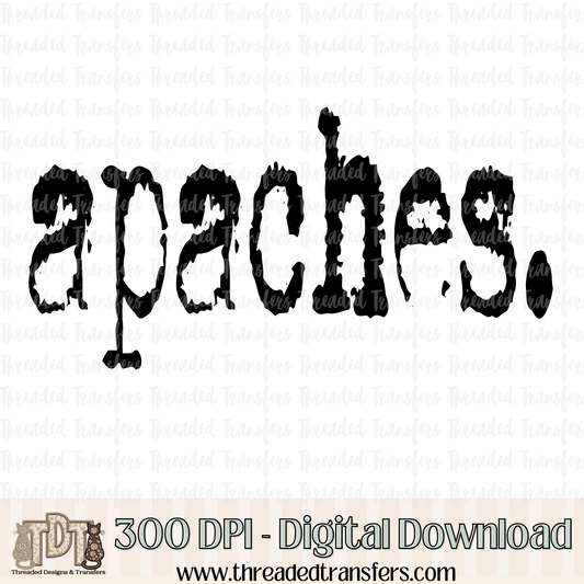 Apaches Typography Digital Design Download (PNG Format - no product shipped)