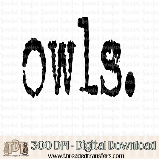 Owls Typography Digital Design Download (PNG Format - no product shipped)