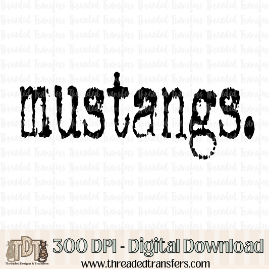 Mustangs Typography Digital Design Download (PNG Format - no product shipped)