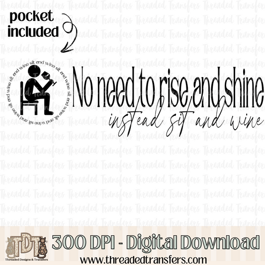 Sit and Wine & Matching Pocket Digital Design Download (PNG Format - no product shipped)