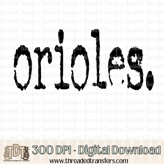 Orioles Typography Digital Design Download (PNG Format - no product shipped)