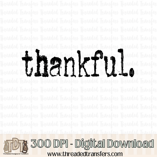 Thankful Typography Digital Design Download (PNG Format - no product shipped)