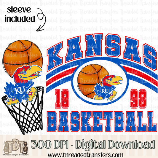 Kansas (j) B Ball & Matching Sleeve Digital Design Download (PNG Format - no product shipped)