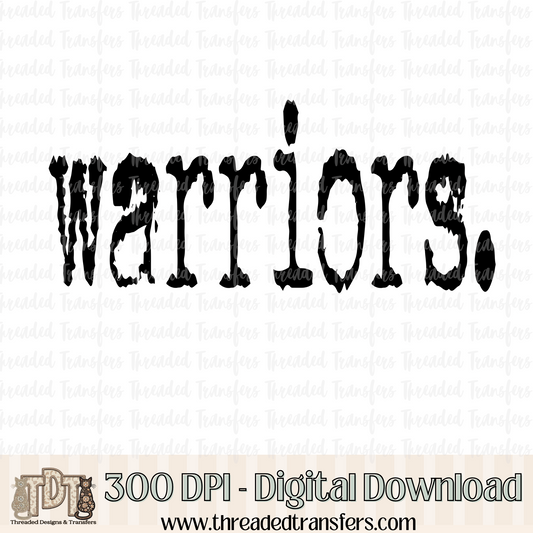 Warriors Typography Digital Design Download (PNG Format - no product shipped)