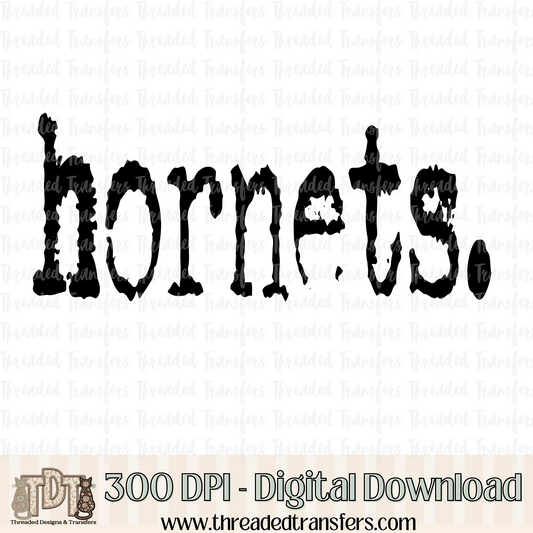 Hornets Typography Digital Design Download (PNG Format - no product shipped)