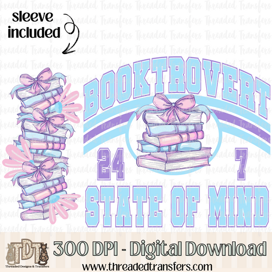 Booktrovert State of Mind & Matching Sleeve Digital Design Download (PNG Format - no product shipped)